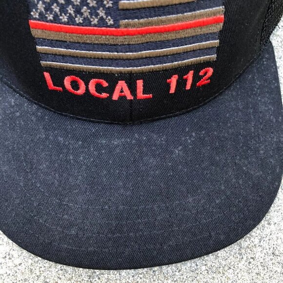 THE CALVERT COMPANY Local 112 Snapback Hat Trucker Cap Black USA Flag One Size​​ - Picture 3 of 6